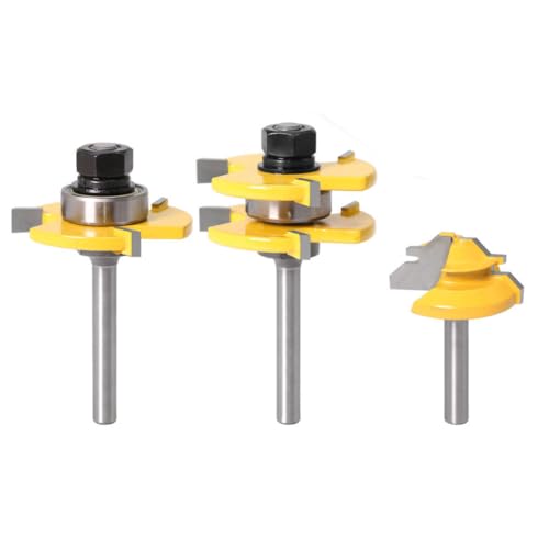 Nut- und Federgelenk-Fräser-Bits, 45 Grad Verriegelung, Gehrungsfräser-Set, Holzschneiden (6 mm), 3 Stück von YTRRE
