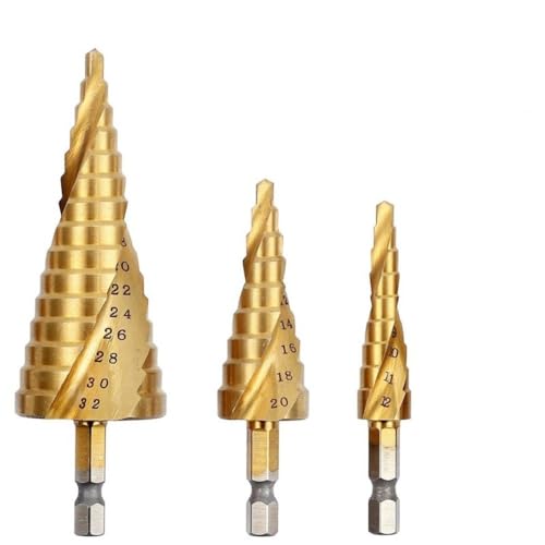 Schlagbohrer-Bits mit 1/4-Zoll-Sechskantgriff, zweischneidiges Design, 135° X-förmiger Segmentierungspunkt, hitzebeständiger Metall-Stufenbohrer, 3 Stück Schlagbohrer-Bits mit 1/4-Zoll-Sechskantgriff, zweischneidiges Design, 135° X-förmiger Segmentierungspunkt, hitzebeständiger Metall-Stufenbohrer, 3 Stück von YTRRE