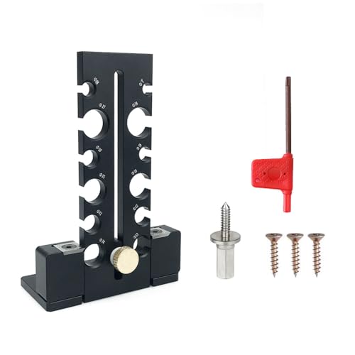 Verstellbare Dübelschablone für Holzbearbeitung, 7 mm - 18 mm, Hartmetallklinge, zweischneidiges Schneiden, Aluminiumlegierung, Elektrobohrer, Fräswerkzeug (schwarz) von YTRRE
