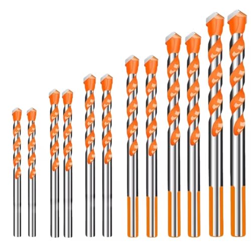 Wolframkarbid-Steinbohrer-Set, 3–12 mm, für Metall, Keramik, Fliesen, Beton, Holz, hohe Verschleißfestigkeit, für elektrische Bohrmaschinen, 7 Stück (12 Stück) von YTRRE