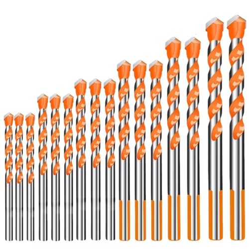 Wolframkarbid-Steinbohrer-Set, 3–12 mm, für Metall, Keramik, Fliesen, Beton, Holz, hohe Verschleißfestigkeit, für elektrische Bohrmaschinen, 7 Stück (16 Stück) von YTRRE