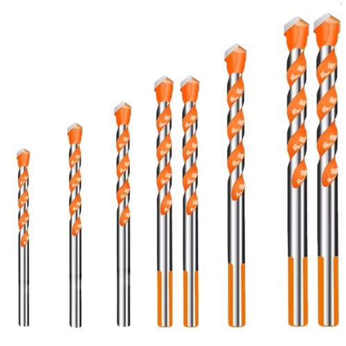 Wolframkarbid-Steinbohrer-Set, 3–12 mm, für Metall, Keramik, Fliesen, Beton, Holz, hohe Verschleißfestigkeit, für elektrische Bohrmaschinen, 7 Stück (8 Stück) von YTRRE