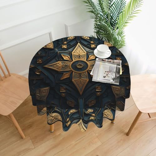 YTUOPWE Elegante runde dekorative Tischdecke aus Metall mit Kranzmuster, 152,4 cm, für Innen- und Außenbereich, Partys, Hochzeiten von YTUOPWE