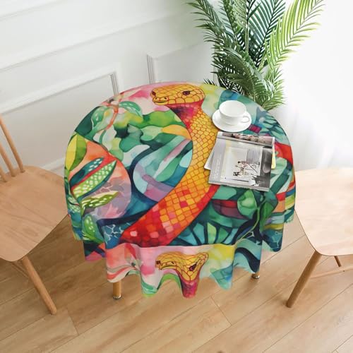 YTUOPWE Ölgemälde eines Schlangenmusters, rund, dekorative Tischdecke, 152,4 cm, für Innen- und Außenbereich, Partys, Hochzeiten von YTUOPWE