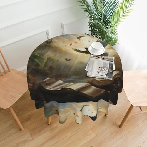 YTUOPWE Runde dekorative Tischdecke, Adler im Dschungel, 152,4 cm, für Innen- und Außenbereich, Partys, Hochzeiten von YTUOPWE
