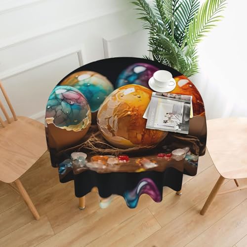 YTUOPWE Runde dekorative Tischdecke, Eierschalenmuster, 152,4 cm, für Innen- und Außenbereich, Partys, Hochzeiten YTUOPWE Runde dekorative Tischdecke, Eierschalenmuster, 152,4 cm, für Innen- und Außenbereich, Partys, Hochzeiten von YTUOPWE