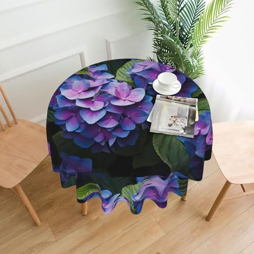 YTUOPWE Runde dekorative Tischdecke, Hortensien-Muster, 152,4 cm, für Innen- und Außenbereich, Partys, Hochzeiten von YTUOPWE