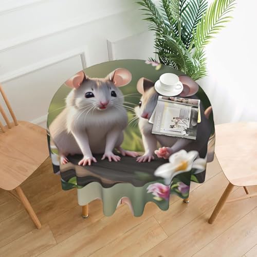 YTUOPWE Runde dekorative Tischdecke, Motiv: Maus in der Liebe, 152,4 cm, für Innen- und Außenbereich, Partys, Hochzeiten YTUOPWE Runde dekorative Tischdecke, Motiv: Maus in der Liebe, 152,4 cm, für Innen- und Außenbereich, Partys, Hochzeiten von YTUOPWE