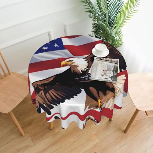 YTUOPWE Runde dekorative Tischdecke, Motiv: USA-Adler mit amerikanischer Flagge, 152,4 cm, für Innen- und Außenbereich, Partys, Hochzeiten YTUOPWE Runde dekorative Tischdecke, Motiv: USA-Adler mit amerikanischer Flagge, 152,4 cm, für Innen- und Außenbereich, Partys, Hochzeiten von YTUOPWE