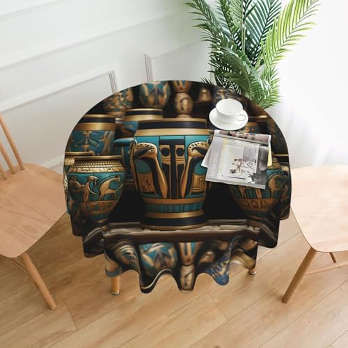 YTUOPWE Runde dekorative Tischdecke, ägyptisches magisches Glas-Muster, 152,4 cm, für Innen- und Außenbereich, Partys, Hochzeiten YTUOPWE Runde dekorative Tischdecke, ägyptisches magisches Glas-Muster, 152,4 cm, für Innen- und Außenbereich, Partys, Hochzeiten von YTUOPWE