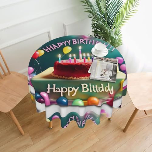 YTUOPWE Runde dekorative Tischdecke "Happy Birthday", schönes Muster, 152,4 cm, für Innen- und Außenbereich, Partys, Hochzeiten YTUOPWE Runde dekorative Tischdecke "Happy Birthday", schönes Muster, 152,4 cm, für Innen- und Außenbereich, Partys, Hochzeiten von YTUOPWE