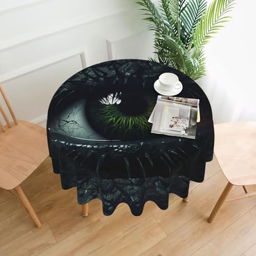 YTUOPWE Runde dekorative Tischdecke mit Augen im Dunkeln, 152,4 cm, für Innen- und Außenbereich, Partys, Hochzeiten von YTUOPWE