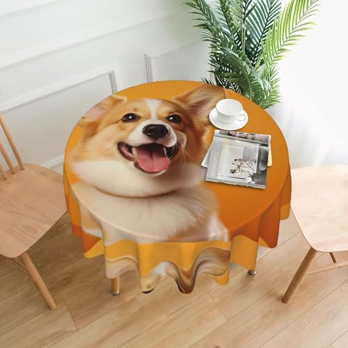 YTUOPWE Runde dekorative Tischdecke mit Corgi-Muster, für Innen- und Außenbereich, Partys, Hochzeiten, 152,4 cm YTUOPWE Runde dekorative Tischdecke mit Corgi-Muster, für Innen- und Außenbereich, Partys, Hochzeiten, 152,4 cm von YTUOPWE