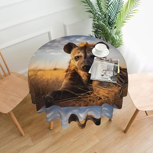 YTUOPWE Runde dekorative Tischdecke mit Hyänen-Muster, 152,4 cm, für Innen- und Außenbereich, Partys, Hochzeiten von YTUOPWE
