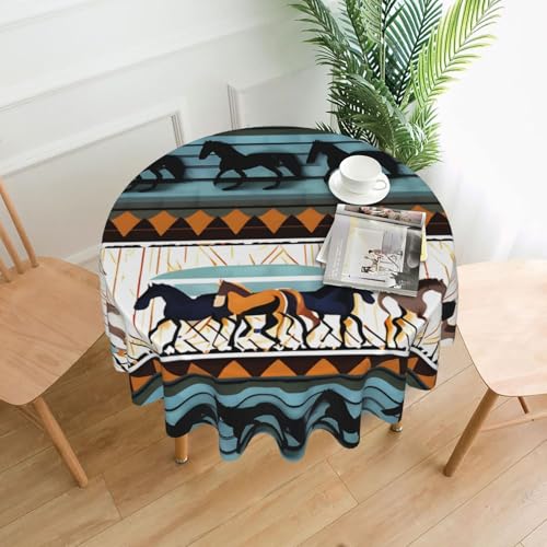 YTUOPWE Runde dekorative Tischdecke mit Pferdestreifenmuster, 152,4 cm, für Innen- und Außenbereich, Partys, Hochzeiten YTUOPWE Runde dekorative Tischdecke mit Pferdestreifenmuster, 152,4 cm, für Innen- und Außenbereich, Partys, Hochzeiten von YTUOPWE