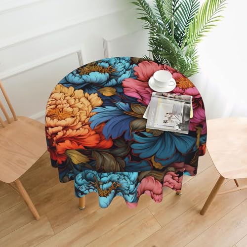 YTUOPWE Runde dekorative Tischdecke mit Pfingstrosenmuster, 152,4 cm, für Innen- und Außenbereich, Partys, Hochzeiten YTUOPWE Runde dekorative Tischdecke mit Pfingstrosenmuster, 152,4 cm, für Innen- und Außenbereich, Partys, Hochzeiten von YTUOPWE