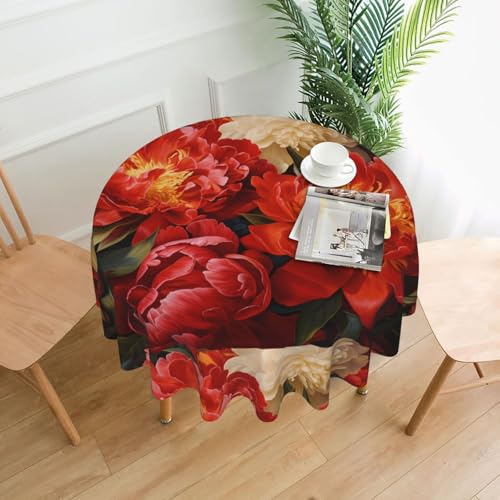 YTUOPWE Runde dekorative Tischdecke mit Pfingstrosenmuster, 152,4 cm, für Innen- und Außenbereich, Partys, Hochzeiten YTUOPWE Runde dekorative Tischdecke mit Pfingstrosenmuster, 152,4 cm, für Innen- und Außenbereich, Partys, Hochzeiten von YTUOPWE