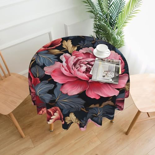 YTUOPWE Runde dekorative Tischdecke mit Pfingstrosenmuster, 152,4 cm, für Innen- und Außenbereich, Partys, Hochzeiten YTUOPWE Runde dekorative Tischdecke mit Pfingstrosenmuster, 152,4 cm, für Innen- und Außenbereich, Partys, Hochzeiten von YTUOPWE
