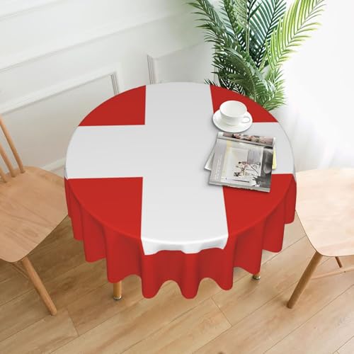 YTUOPWE Runde dekorative Tischdecke mit Schweizer Flagge, 152,4 cm, für Innen- und Außenbereich, Partys, Hochzeiten von YTUOPWE