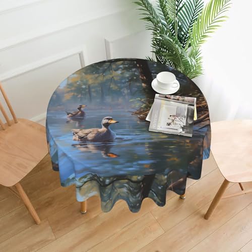 YTUOPWE Runde dekorative Tischdecke mit Stockentenentenmotiv, 152,4 cm, für Innen- und Außenbereich, Partys, Hochzeiten YTUOPWE Runde dekorative Tischdecke mit Stockentenentenmotiv, 152,4 cm, für Innen- und Außenbereich, Partys, Hochzeiten von YTUOPWE