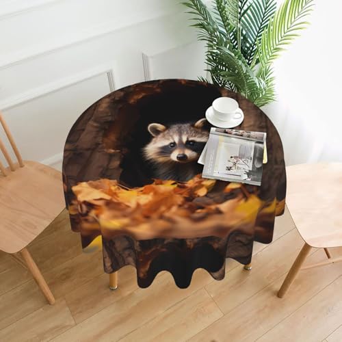YTUOPWE Runde dekorative Tischdecke mit Waschbär im Baum-Lochmuster, 152,4 cm, für Innen- und Außenbereich, Partys, Hochzeiten YTUOPWE Runde dekorative Tischdecke mit Waschbär im Baum-Lochmuster, 152,4 cm, für Innen- und Außenbereich, Partys, Hochzeiten von YTUOPWE