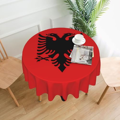 YTUOPWE Runde dekorative Tischdecke mit albanischer Flagge, 152,4 cm, für Innen- und Außenbereich, Partys, Hochzeiten von YTUOPWE