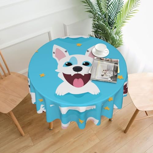 YTUOPWE Runde dekorative Tischdecke mit aufgeregtem Hundemuster, für Innen- und Außenbereich, Partys, Hochzeiten YTUOPWE Runde dekorative Tischdecke mit aufgeregtem Hundemuster, für Innen- und Außenbereich, Partys, Hochzeiten von YTUOPWE