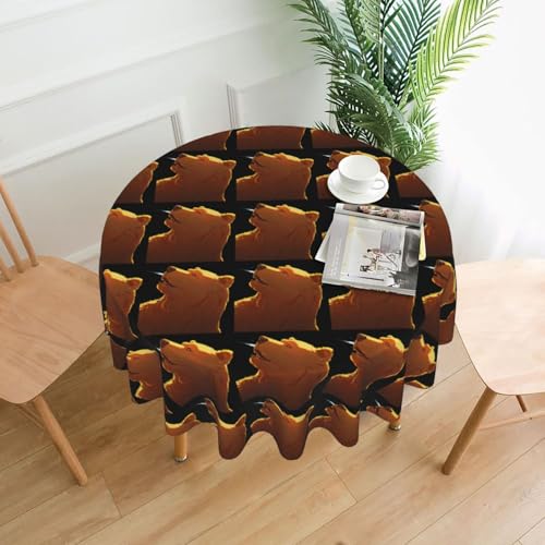 YTUOPWE Runde dekorative Tischdecke mit braunem Bärenmuster, 152,4 cm, für Innen- und Außenbereich, Partys, Hochzeiten von YTUOPWE