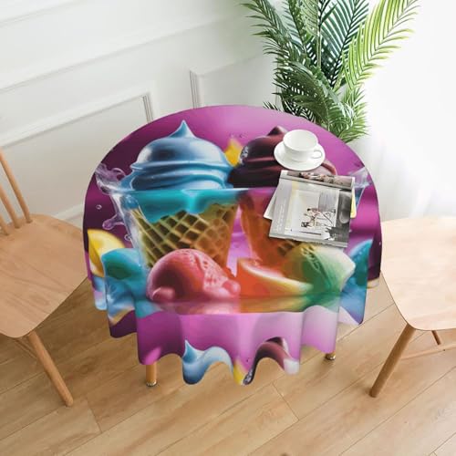 YTUOPWE Runde dekorative Tischdecke mit coolem Eiscreme-Muster, für Innen- und Außenbereich, Partys, Hochzeiten YTUOPWE Runde dekorative Tischdecke mit coolem Eiscreme-Muster, für Innen- und Außenbereich, Partys, Hochzeiten von YTUOPWE