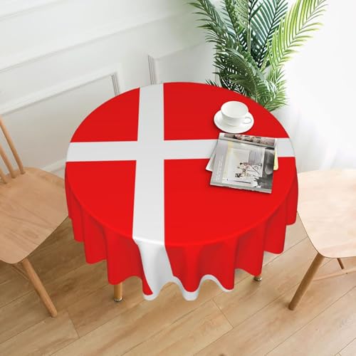 YTUOPWE Runde dekorative Tischdecke mit dänischem Flaggenmuster, 152,4 cm, für Innen- und Außenbereich, Partys, Hochzeiten von YTUOPWE
