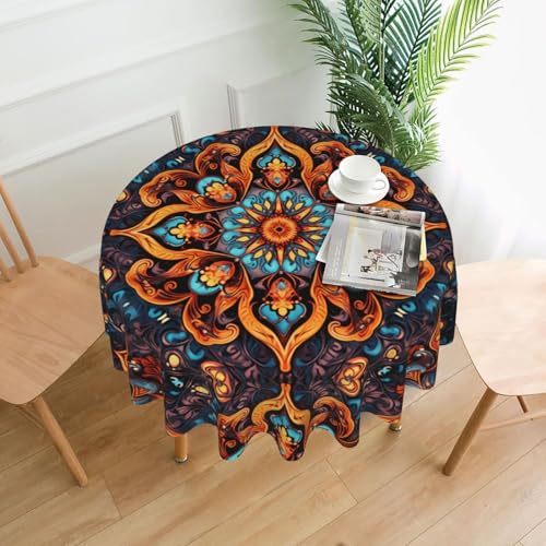 YTUOPWE Runde dekorative Tischdecke mit elegantem Kranzmuster, 152,4 cm, für Innen- und Außenbereich, Partys, Hochzeiten von YTUOPWE