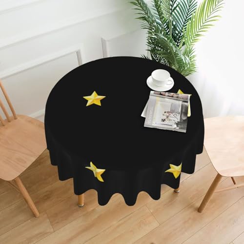 YTUOPWE Runde dekorative Tischdecke mit fünfzackigem Sternmuster, 152,4 cm, für Innen- und Außenbereich, Partys, Hochzeiten von YTUOPWE