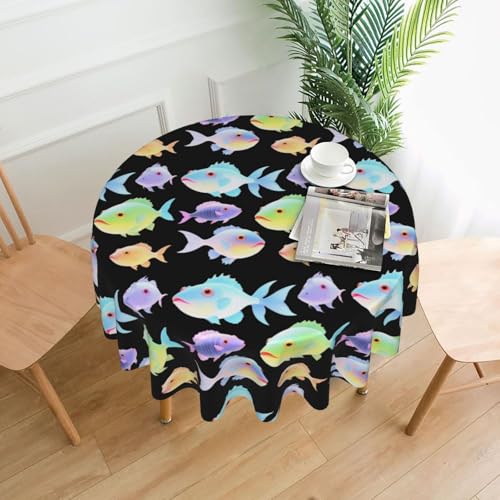 YTUOPWE Runde dekorative Tischdecke mit leuchtendem Anglerfisch-Muster, 152,4 cm, für Innen- und Außenbereich, Partys, Hochzeiten YTUOPWE Runde dekorative Tischdecke mit leuchtendem Anglerfisch-Muster, 152,4 cm, für Innen- und Außenbereich, Partys, Hochzeiten von YTUOPWE