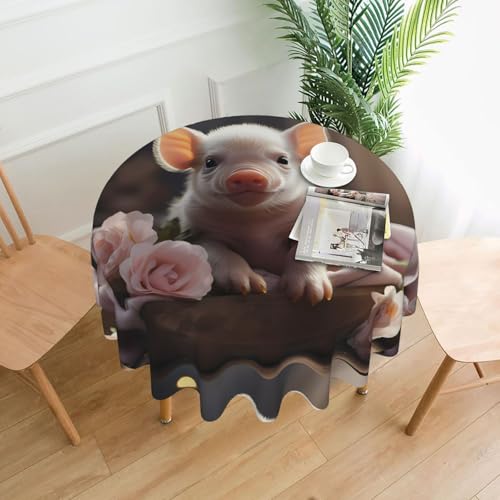 YTUOPWE Runde dekorative Tischdecke mit niedlichem Schweinemuster, 152,4 cm, für Innen- und Außenbereich, Partys, Hochzeiten YTUOPWE Runde dekorative Tischdecke mit niedlichem Schweinemuster, 152,4 cm, für Innen- und Außenbereich, Partys, Hochzeiten von YTUOPWE