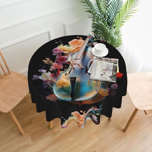 YTUOPWE Runde dekorative Tischdecke mit schönem Cello-Muster, 152,4 cm, für Innen- und Außenbereich, Partys, Hochzeiten YTUOPWE Runde dekorative Tischdecke mit schönem Cello-Muster, 152,4 cm, für Innen- und Außenbereich, Partys, Hochzeiten von YTUOPWE