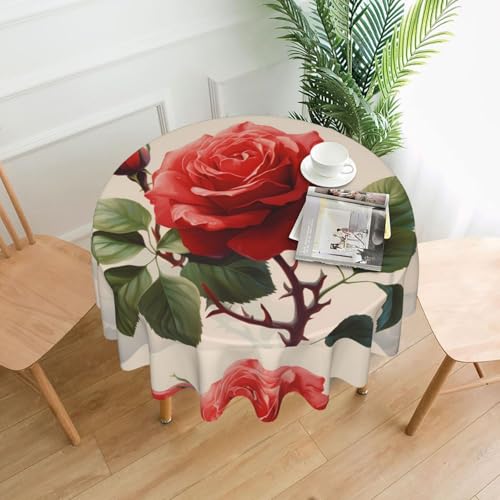 YTUOPWE Runde dekorative Tischdecke mit schönem Rosenmuster, 152,4 cm, für Innen- und Außenbereich, Partys, Hochzeiten YTUOPWE Runde dekorative Tischdecke mit schönem Rosenmuster, 152,4 cm, für Innen- und Außenbereich, Partys, Hochzeiten von YTUOPWE