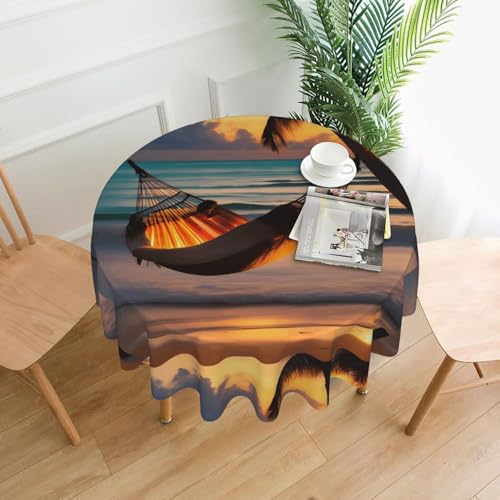 YTUOPWE Sonnenuntergang Strandhängematte Muster Runde dekorative Tischdecke 152,4 cm für Innen- und Außenbereich, Partys, Hochzeiten YTUOPWE Sonnenuntergang Strandhängematte Muster Runde dekorative Tischdecke 152,4 cm für Innen- und Außenbereich, Partys, Hochzeiten von YTUOPWE