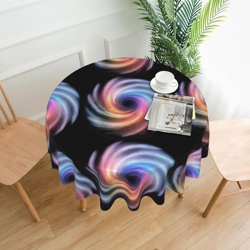 YTUOPWE The endless schwarze Lochmuster, runde dekorative Tischdecke, 152,4 cm, für Innen- und Außenbereich, Partys, Hochzeiten von YTUOPWE