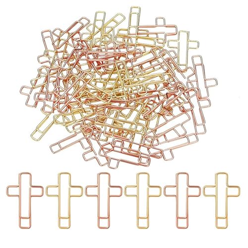 YTgilo Büroklammern, Kreuz-Design, Bibelstudium, Zubehör, Tagebuchzubehör, Gold- und Rotgold, Metall, Cartoon-Form, Büro-Lesezeichen, 40 Stück YTgilo Büroklammern, Kreuz-Design, Bibelstudium, Zubehör, Tagebuchzubehör, Gold- und Rotgold, Metall, Cartoon-Form, Büro-Lesezeichen, 40 Stück von YTgilo