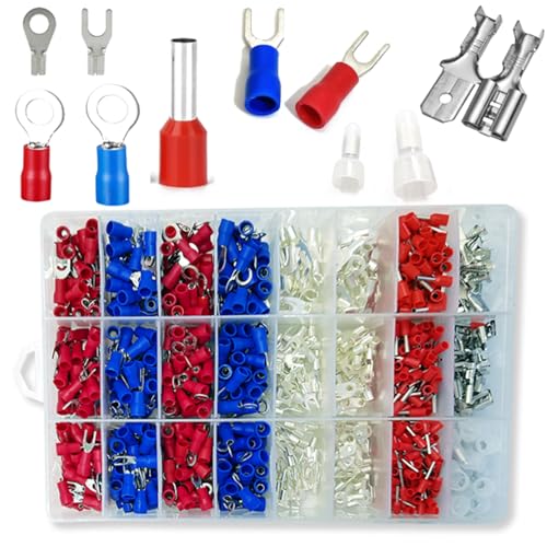 1000 PCS SV -Klemme vorgelütener U/Y -Gabel -Anschlüsse - Kupferdrahtnasen Schnelle Crimp -Ohren (1,25-10 mm²) - gemischte Kaltpressenanschlüsse von YUAEB biao Boutique Shop UK