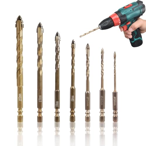 7 Stcs Vier-Flute-Bohrer, Mauerwerksbohrbits, Fliesenbohrbit, 3 mm bis 12 mm Bohrbit Set für Fliesen, Holz, Marmorstein, Ziegel, Bohrbits Set 7 Stcs Vier-Flute-Bohrer, Mauerwerksbohrbits, Fliesenbohrbit, 3 mm bis 12 mm Bohrbit Set für Fliesen, Holz, Marmorstein, Ziegel, Bohrbits Set von YUAEB biao Boutique Shop UK