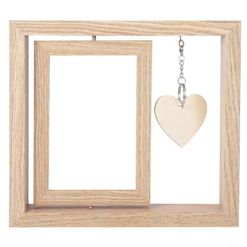 Holz-Bilderrahmen "Happy Anniversary", 360 Grad drehbar, rustikales Vintage-Design von YUANGANG