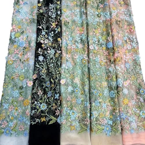 YUANGANG Bunter Designer-Spitzenstoff für Damen, Röcke, Zuhause, als Dekoration, bestickter Stoff, Kleider, Röcke, aufwendige Vintage-Dekoration (weiß) von YUANGANG