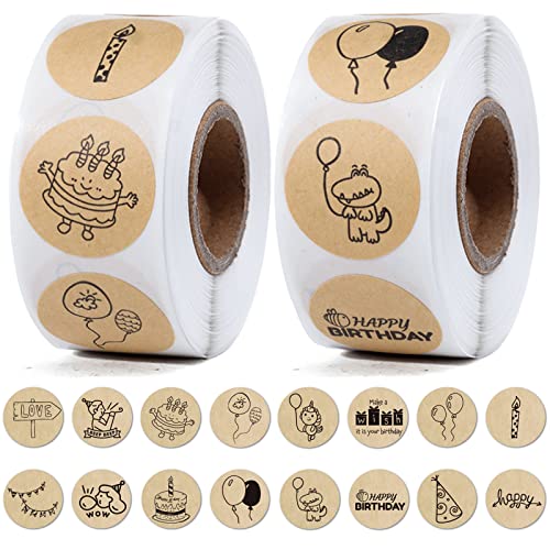 1000 Stück Happy Birthday Sticker Aufkleberin Selbstklebende Geburtstagsaufkleber Kraft Selbstgemacht Mit Aufkleber Für Backen Geschenktüten Geschenk Party Umschlag Dekoration Diy-geschenk (Stil 1) 1000 Stück Happy Birthday Sticker Aufkleberin Selbstklebende Geburtstagsaufkleber Kraft Selbstgemacht Mit Aufkleber Für Backen Geschenktüten Geschenk Party Umschlag Dekoration Diy-geschenk (Stil 1) von YUANHEHE