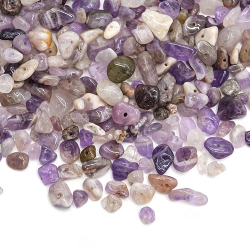 300 Stück Edelsteinperlen Mit Bohrung Edelsteine Mit Loch Unregelmäßige Edelstein Perlen Zum Auffädeln Edelsteinperlen Mit Loch Für Die Schmuckherstellung,Ohrringe,Ring,Diy-zubehör (Blüten-Amethyst) von YUANHEHE
