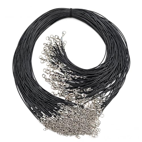 40 Stück Schwarze Lederband Ketten mit Verschluss – 2mm Gewachste Baumwollschnur Halskettenschnur Schnur für anhänger bastelschnur mit karabiner für DIY Schmuckherstellung, Armbänder & Anhänger 40 Stück Schwarze Lederband Ketten mit Verschluss – 2mm Gewachste Baumwollschnur Halskettenschnur Schnur für anhänger bastelschnur mit karabiner für DIY Schmuckherstellung, Armbänder & Anhänger von YUANHEHE