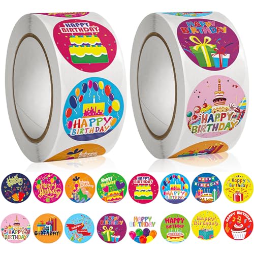Happy Birthday Aufkleber 1000 Stück Rund Selbstklebende Geburtstagsaufkleber Aufkleber Happy Birthday Etiketten 16 Designs mit Perforationslinien für Backen Geschenktüten Geburtstagskarten Geschenke Happy Birthday Aufkleber 1000 Stück Rund Selbstklebende Geburtstagsaufkleber Aufkleber Happy Birthday Etiketten 16 Designs mit Perforationslinien für Backen Geschenktüten Geburtstagskarten Geschenke von YUANHEHE
