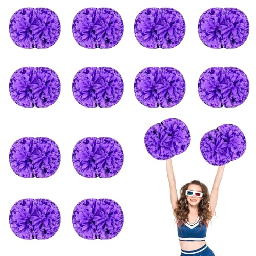 12 PCS Pompons Cheerleading, 13,8 Zoll Sport Team Spirits Cheering Squad Tanztraining mit Griff (Gemischt Violett) von YUANHUYUOU