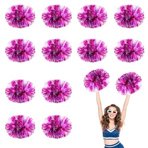 12 PCS Pompons Cheerleading, 13,8 Zoll Sport Team Spirits Cheering Squad Tanztraining mit Griff (Schau + Pulver) von YUANHUYUOU