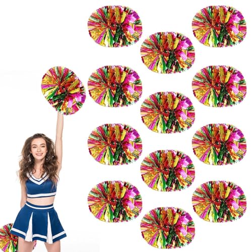 12 Stück Cheerleader-Pompons, 13,8 Zoll, Sporttanz für Teamgeist im Sport, Anfeuern mit Griff (Farbe) von YUANHUYUOU